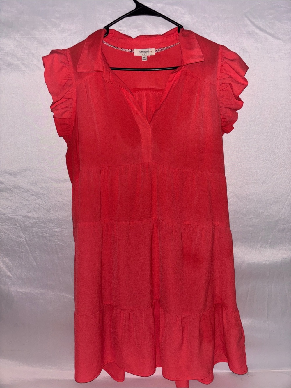 Umgee Coral Pink Blouse with Patterned Trim